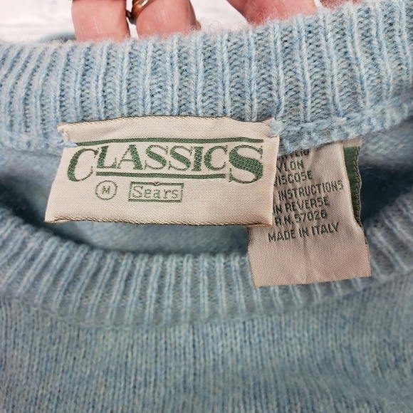 Vintage Sears Classics Wool Blend Sweater Mens M Unisex Light Blue VGUC - Picture 3 of 12